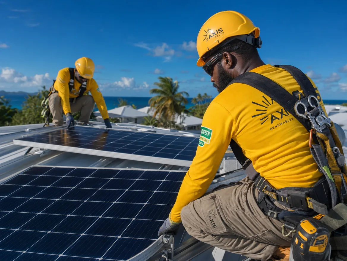 Équipe installation solaire Baie-Mahault